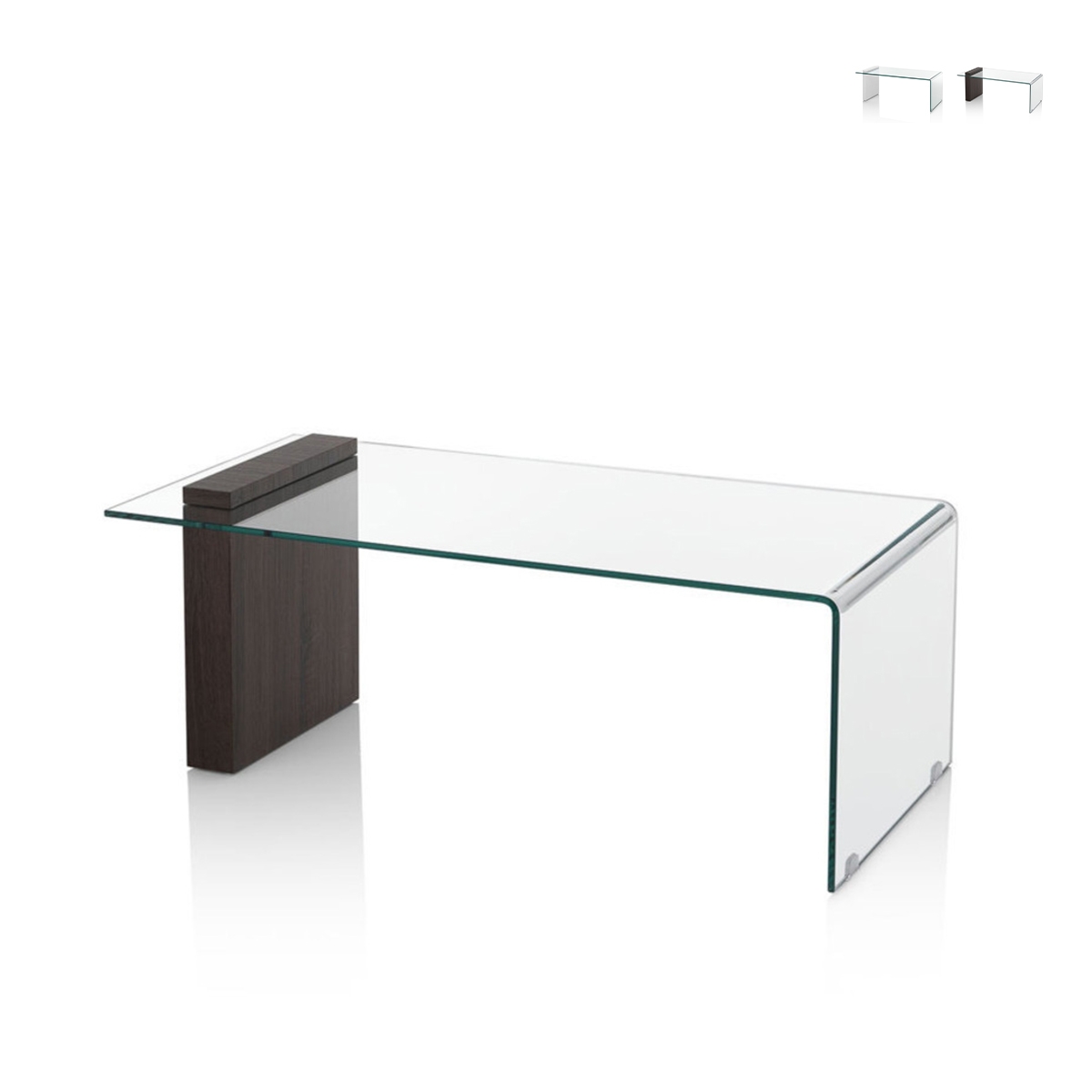 Stolik kawowy ze szkła giętego i drewna 110x55x42cm Feng S Promocja Stolik kawowy ze szkła giętego i drewna 110x55x42cm Feng S Promocja