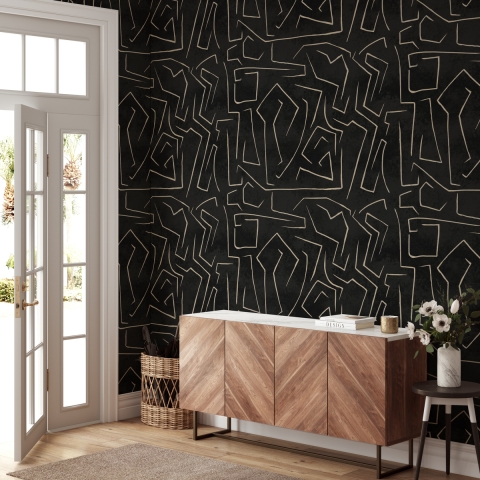 Nowoczesna artystyczna tapeta design geometryczny czarno złoty Graffiti Promocja