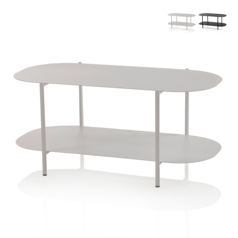 Stolik kawowy nowoczesny design z metalu z półką Vitko Promocja