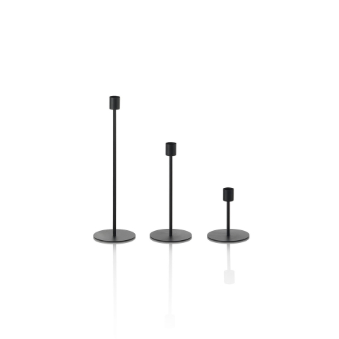 Zestaw 3 czarnych metalowych świeczników w stylu minimalnym Zen Promocja