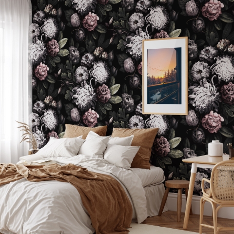 Tapeta kwiatowa do sypialni shabby chic Floreale Scura Promocja