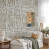 Nowoczesna biała tapeta z artystycznym designem Graffiti Czarnymi Paskami Oferta