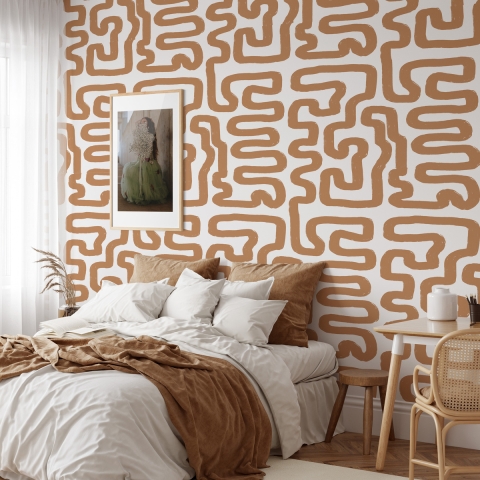 Tapeta samoprzylepna design geometryczny Abstract Bianca e Nocciola Promocja
