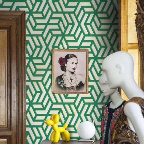 Samoprzylepna tapeta do nowoczesnych salonów Geometrica Verde Promocja