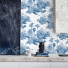 Tapeta vintage z motywem lasu, biało-niebieska Toile de Jouy Blu Sprzedaż