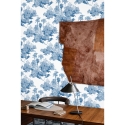 Tapeta vintage z motywem lasu, biało-niebieska Toile de Jouy Blu Oferta