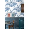 Tapeta vintage z motywem lasu, biało-niebieska Toile de Jouy Blu Rabaty