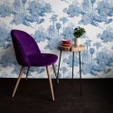 Tapeta vintage z motywem lasu, biało-niebieska Toile de Jouy Blu Stan Magazynowy