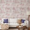 Tapeta vintage z różowymi krajobrazami do salonu Toile de Jouy Rosa Oferta
