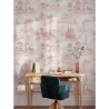 Tapeta vintage z różowymi krajobrazami do salonu Toile de Jouy Rosa Sprzedaż