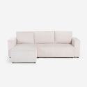 Narożnik z szezlongiem i wysuwanym łóżkiem w prążkowanym materiale Leka Oferta