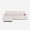 Narożnik z szezlongiem i wysuwanym łóżkiem w prążkowanym materiale Leka Oferta
