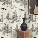 Tapeta las vintage czarno-biała Toile de Jouy Ufo Nero Oferta