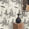 Tapeta las vintage czarno-biała Toile de Jouy Ufo Nero Oferta