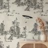 Tapeta las vintage czarno-biała Toile de Jouy Ufo Nero Sprzedaż