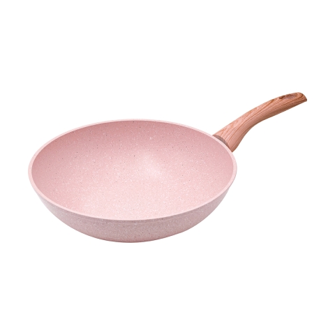 Patelnia 28 cm nieprzywierająca wok imitacja różowego granitu Bisetti Stonerose Promocja