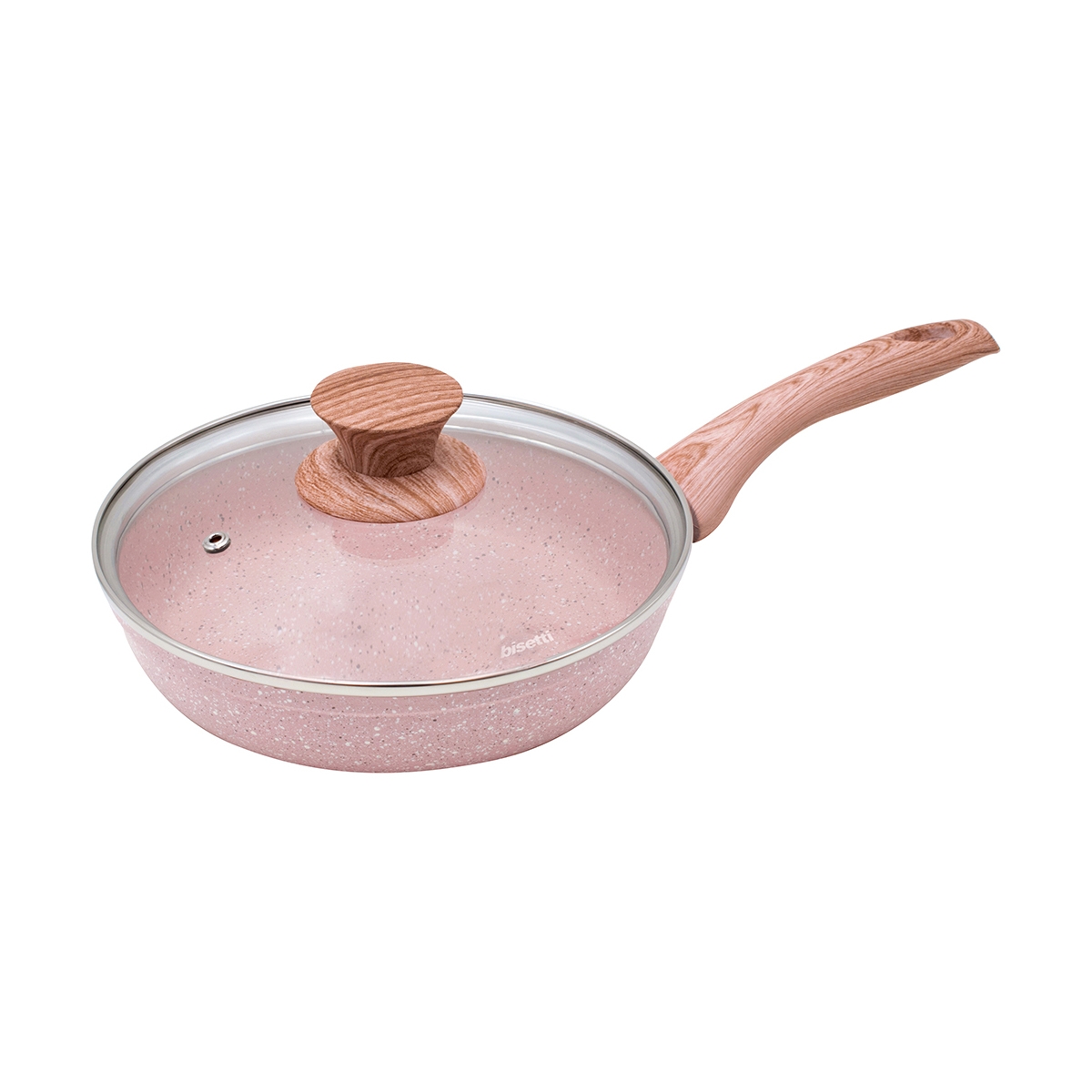 Patelnia 20cm nieprzywierająca z efektem różowego granitu z pokrywką Stonerose Promocja Patelnia 20cm nieprzywierająca z efektem różowego granitu z pokrywką Stonerose Promocja