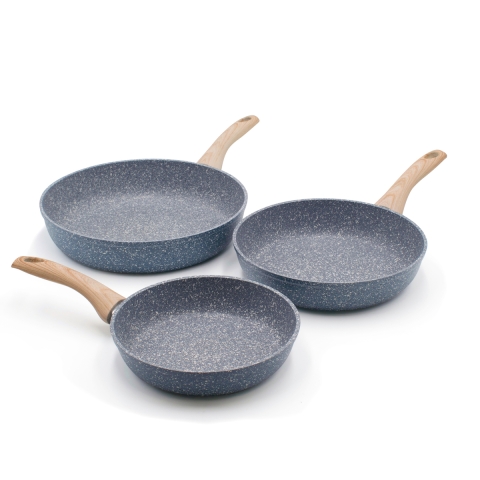 Zestaw 3 patelni aluminiowych z powłoką nieprzywierającą i drewnianą rączką Pierre Gourmet Promocja