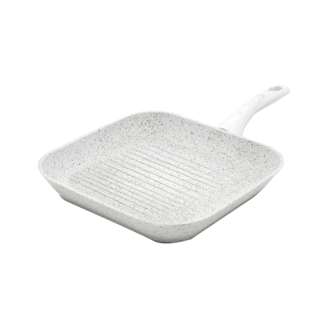 Patelnia grillowa nieprzywierająca 28x28 cm z białą drewnianą rączką Stonewhite Promocja