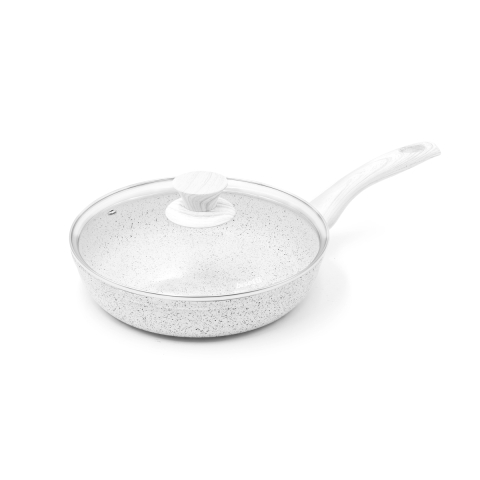 Patelnia aluminiowa nieprzywierająca 24cm z białą drewnianą rączką Stonewhite Promocja