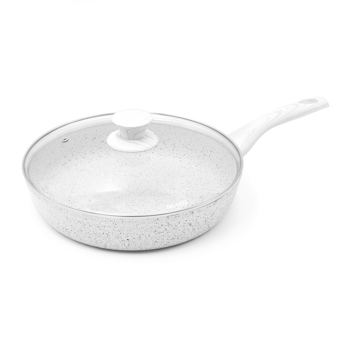 Patelnia nieprzywierająca 28cm z pokrywką i białą drewnianą rączką Stonewhite Promocja Patelnia nieprzywierająca 28cm z pokrywką i białą drewnianą rączką Stonewhite Promocja