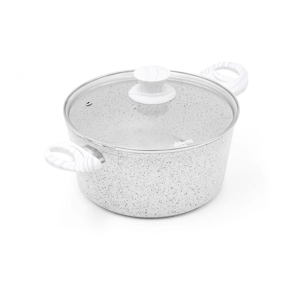 Rondel nieprzywierający 24 cm z białym drewnianym uchwytem Bisetti Stonewhite Promocja Rondel nieprzywierający 24 cm z białym drewnianym uchwytem Bisetti Stonewhite Promocja