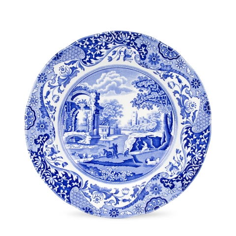 Zestaw 4 talerzy płaskich z terakoty w stylu angielskim 27x27x2cm Blue Italian Promocja