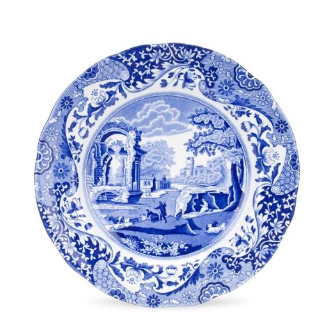 Zestaw 4 średnich talerzy płaskich z terakoty zdobionych w stylu angielskim Blue Italian Promocja