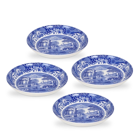 Zestaw 4 głębokich talerzy w stylu angielskim z terakoty 23x23x2 cm Blue Italian Promocja