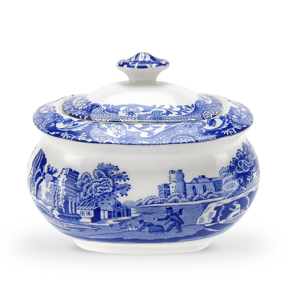 Cukiernica z pokrywką, ceramika dekorowana w stylu angielskim Blue Italian Promocja Cukiernica z pokrywką, ceramika dekorowana w stylu angielskim Blue Italian Promocja