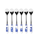 Zestaw 6 łyżeczek do kawy stalowe i ceramiczne w stylu angielskim Blue Italian Promocja