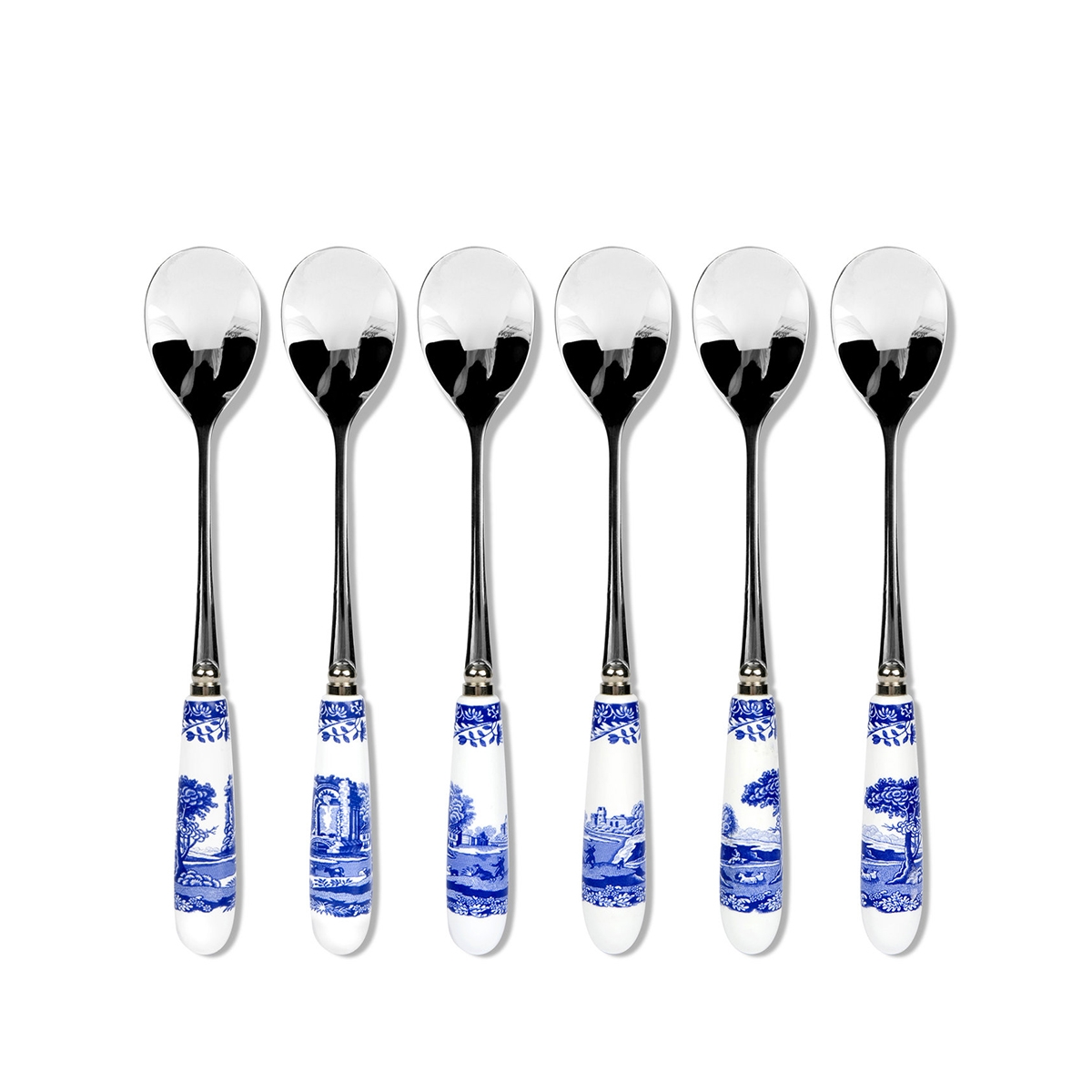 Zestaw 6 łyżeczek do kawy stalowe i ceramiczne w stylu angielskim Blue Italian Promocja Zestaw 6 łyżeczek do kawy stalowe i ceramiczne w stylu angielskim Blue Italian Promocja