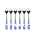 Zestaw 6 łyżeczek do kawy stalowe i ceramiczne w stylu angielskim Blue Italian Promocja