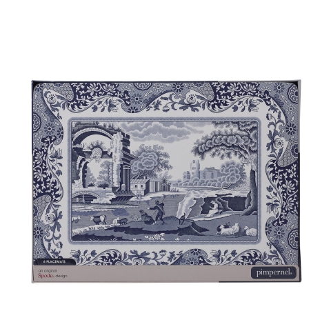 Zestaw 6 sztywnych podkładek stołowych Blue Italian, styl angielski 30,5x23 cm Promocja
