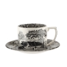 Filiżanka do herbaty z talerzykiem z porcelany w stylu angielskim Black Italian Promocja
