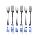 Zestaw 6 widelczyków do deserów stalowych z ceramicznymi uchwytami styl angielski Blue Italian Promocja