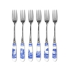 Zestaw 6 widelczyków do deserów stalowych z ceramicznymi uchwytami styl angielski Blue Italian Promocja