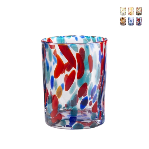 Zestaw 6 kolorowych szklanek do wody, nowoczesny design 10cm Banderoles Promocja