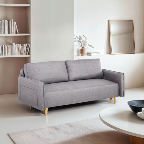 Dwuosobowa sofa z funkcją spania w stylu skandynawskim z regulowanym oparciem Chara Promocja