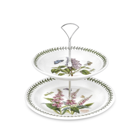 Patera na ciasta dwupoziomowa z porcelany Portmeirion Botanic Garden Promocja