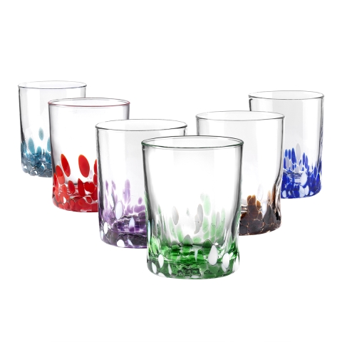 Zestaw 6 szklanek do wody, różnokolorowe, dekorowane, 10 cm Venise Promocja