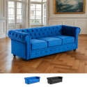 Sofa Chesterfield z aksamitu, 3-osobowy, styl klasyczny vintage, Norwich Promocja