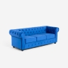Sofa Chesterfield z aksamitu, 3-osobowy, styl klasyczny vintage, Norwich Oferta