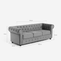 Sofa Chesterfield z aksamitu, 3-osobowy, styl klasyczny vintage, Norwich Środki