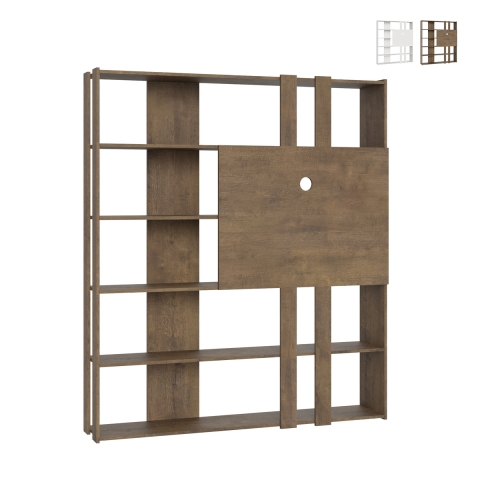 Regał z szafką na TV, 6 półek, nowoczesny design, 178x36x204, Kato L Promocja
