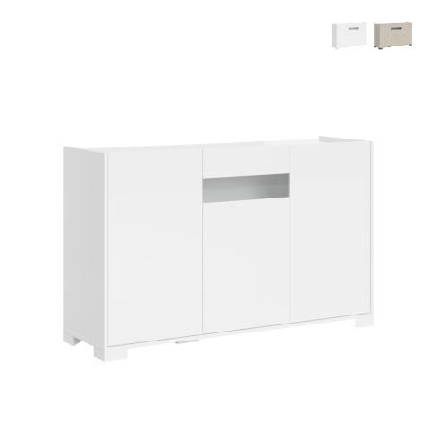 Nowoczesna komoda 3-drzwiowa z przyciemnianym szkłem 130x40x81 Riflesso Promocja