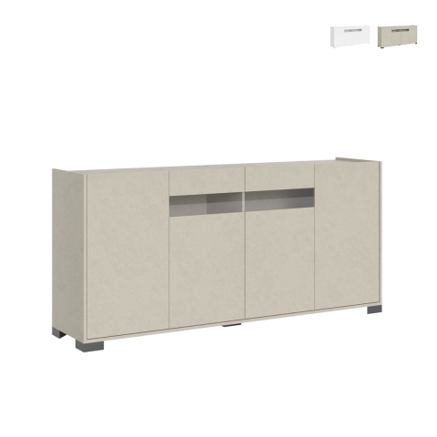 Nowoczesna komoda 4-drzwiowa z przydymionym szkłem 172x40x81 Riflesso Promocja