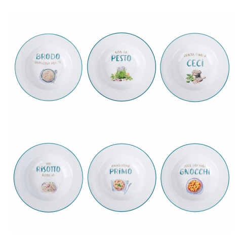 Zestaw 6 talerzy głębokich z porcelany design dekor zróżnicowany Le Travisate Promocja