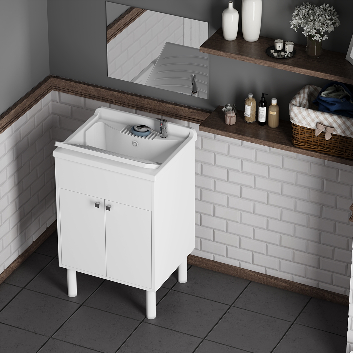 Zestaw łazienkowy z umywalką i lustrem filolucido 60x45cm Negrari COMP 4 Promocja Zestaw łazienkowy z umywalką i lustrem filolucido 60x45cm Negrari COMP 4 Promocja