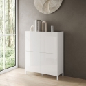 Wysoka komoda oszczędzająca miejsce, 4 drzwi, nowoczesny minimalizm, 90x35x110 Solaria Sprzedaż